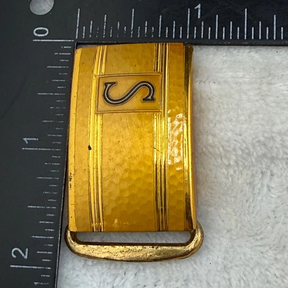 Vintage Hickok Belt Buckle Gold Tone Initial S Monogram
